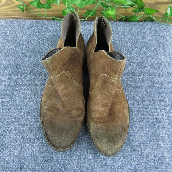 Born Distressed Women Ankle Boots Brown Suede Zip Size 7 Medium - Picture 3 of 10